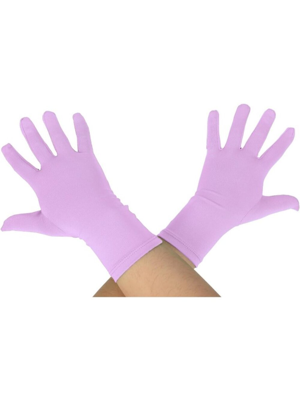Women's Light Purple 9.5“ Unisex Short Spandex Length Stretchy Costume Gloves